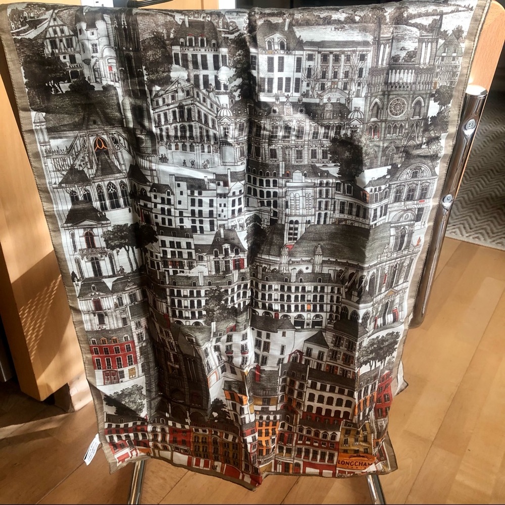 Longchamp Silk Scarf with motifs from Paris